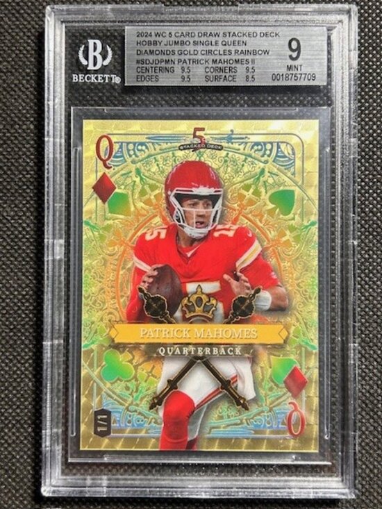 Patrick Mahomes 2024 Wild Card SD Queen Gold Vinyl 1 of 1 1/1 BGS 9 MINT Chiefs